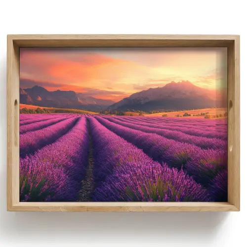 Lavendelveld - Zonsondergang - Paars Dienblad Rechthoek middel -z3d_shopping