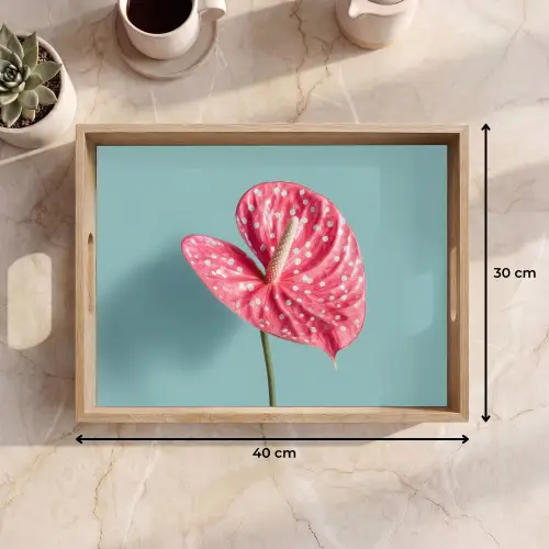 Blad - Anthurium - Stippen - Roze Dienblad Rechthoek middel -USP_Formaat