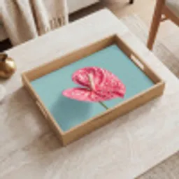 Blad - Anthurium - Stippen - Roze Dienblad Rechthoek middel -sfeer1
