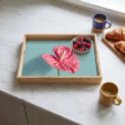 Blad - Anthurium - Stippen - Roze Dienblad Rechthoek middel -sfeer2