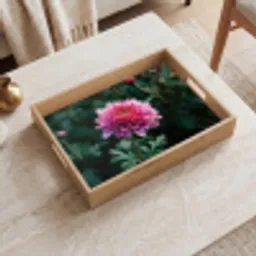 Blad - Chrysant - Roze - Schaduw Dienblad Rechthoek middel -sfeer1