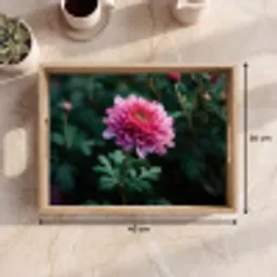 Blad - Chrysant - Roze - Schaduw Dienblad Rechthoek middel -USP_Formaat