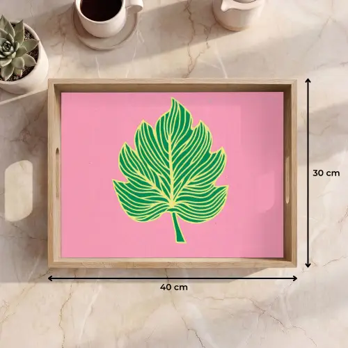 Blad - Groen - Illustratie - Minimalistisch Dienblad Rechthoek middel -USP_Formaat