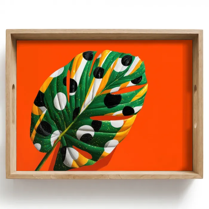 Blad - Oranje - Stippen - Kleurrijk Dienblad Rechthoek middel -z3d_shopping