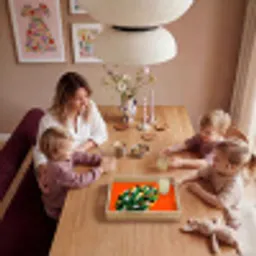 Blad - Oranje - Stippen - Kleurrijk Dienblad Rechthoek middel -sfeer4