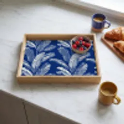 Blad - Palm - Blauw Dienblad Rechthoek middel 911 -sfeer2