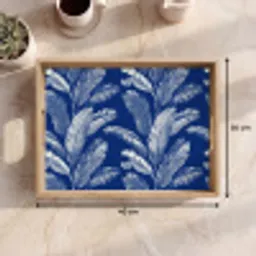 Blad - Palm - Blauw Dienblad Rechthoek middel 911 -USP_Formaat