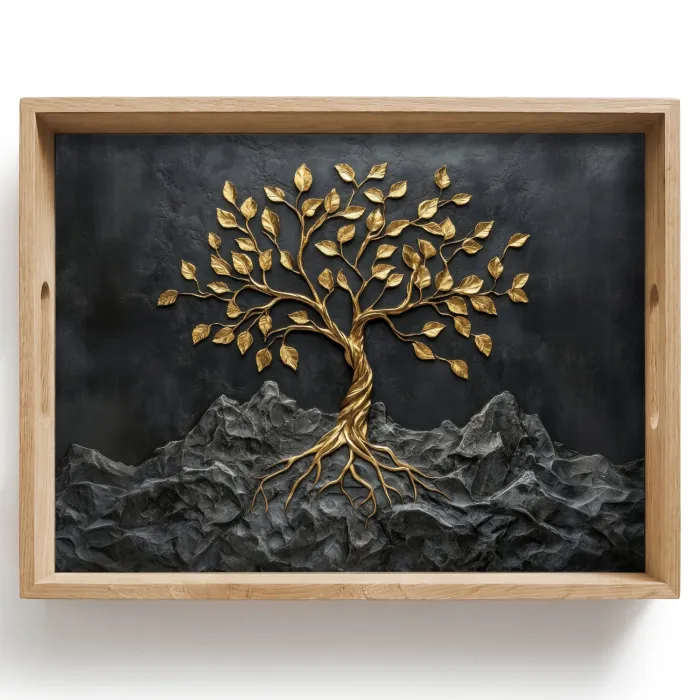 Bladeren - Goud - Boom - Rots Dienblad Rechthoek middel -z3d_shopping