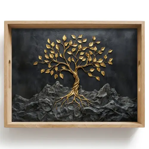 Bladeren - Goud - Boom - Rots Dienblad Rechthoek middel -z3d_shopping