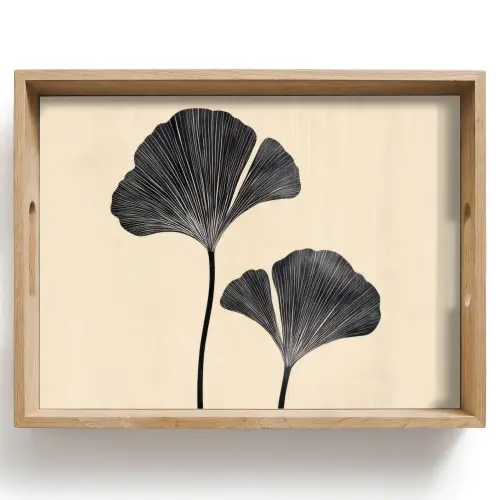 Bladeren - Minimalistisch - Zwart Dienblad Rechthoek middel -z3d_shopping