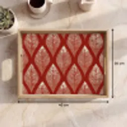 Bladeren - Rood - Elegant Dienblad Rechthoek middel -USP_Formaat