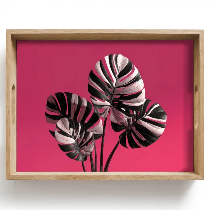 Bladeren - Rond - Roze Dienblad Rechthoek middel -z3d_shopping