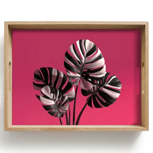 Bladeren - Rond - Roze Dienblad Rechthoek middel -z3d_shopping
