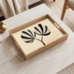 Bladeren - Gestreept - Stengel - Beige Dienblad Rechthoek middel -sfeer1