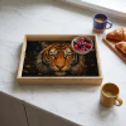 Bladeren - Tijger - Oranje Dienblad Rechthoek middel -sfeer2