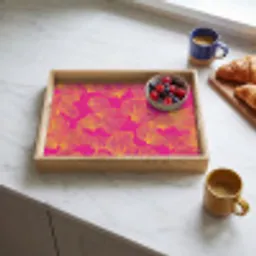 Bladeren - Nerven - Grafisch - Roze Dienblad Rechthoek middel -sfeer2