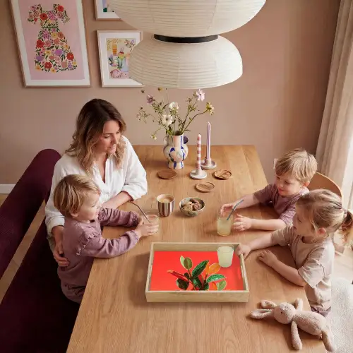 Bladeren - Nerven - Oranje - Structuur Dienblad Rechthoek middel -sfeer4