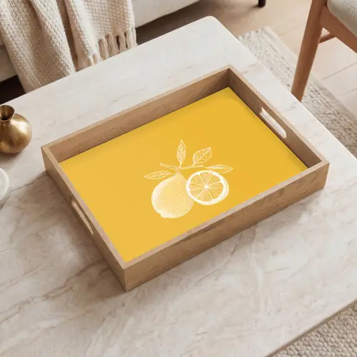Citroenen - Illustratie - Minimalistisch - Geel Dienblad Rechthoek middel -sfeer1