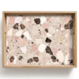 Licht - Roze - Terrazzo - Stenen Dienblad Rechthoek middel -z3d_shopping