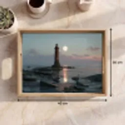 Vuurtoren - Stenen - Water - Maan Dienblad Rechthoek middel -USP_Formaat