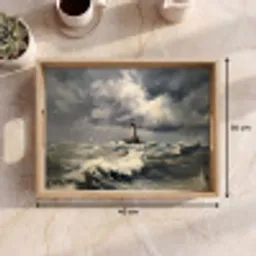 Vuurtoren - Golven - Storm Dienblad Rechthoek middel -USP_Formaat