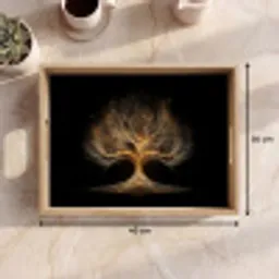 Lichtjes - Boom - Abstract - Zwart Dienblad Rechthoek middel -USP_Formaat