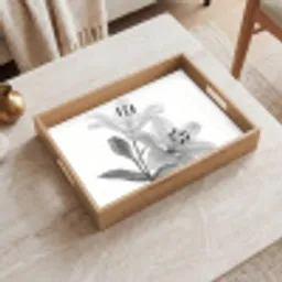 Lelies - Elegant - Zwart - Wit Dienblad Rechthoek middel -sfeer1