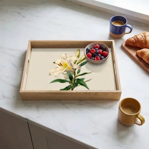 Lelie - Elegant - Botanisch - Beige Dienblad Rechthoek middel -sfeer2