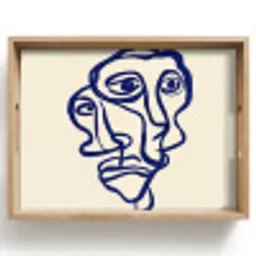 Lijntekening - Overlappende gezichten - Donkerblauw Dienblad Rechthoek middel -z3d_shopping