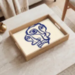 Lijntekening - Overlappende gezichten - Donkerblauw Dienblad Rechthoek middel -sfeer1