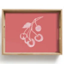 Lijnillustratie - Kersen - Tak - Wit Dienblad Rechthoek middel -z3d_shopping