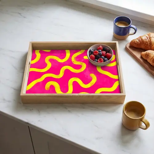 Lijn - Geel - Abstract Dienblad Rechthoek middel -sfeer2