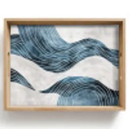 Lijnen - Golven - Abstract - Blauw Dienblad Rechthoek middel -z3d_shopping