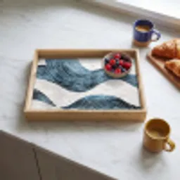 Lijnen - Golven - Abstract - Blauw Dienblad Rechthoek middel -sfeer2