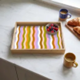 lijnen - Golven - Pastelkleuren - Patroon Dienblad Rechthoek middel -sfeer2