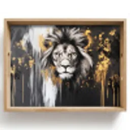 Leeuw - Portret - Verfspatten - Grijs Dienblad Rechthoek middel -z3d_shopping