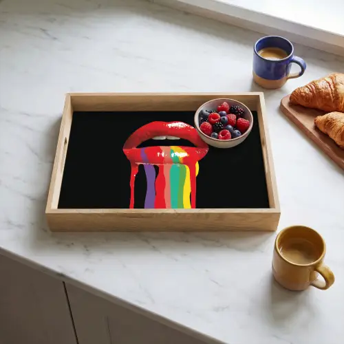 Lippen - Kleuren - Zwart Dienblad Rechthoek middel -sfeer2