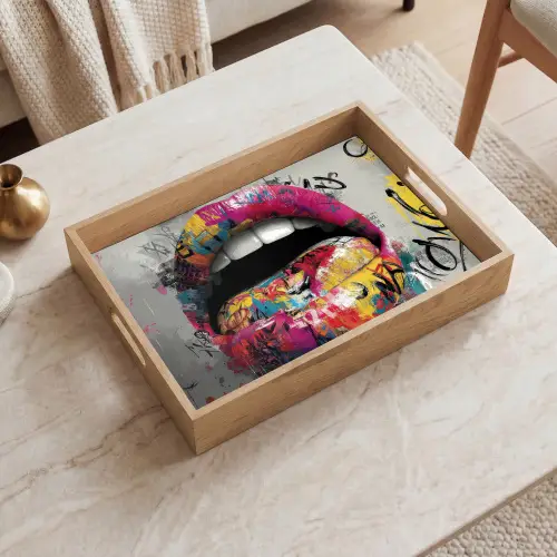Lippen - Graffiti - Expressief Dienblad Rechthoek middel -sfeer1