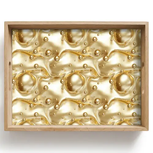 Vloeibaar - Druppels - Goud Dienblad Rechthoek middel 911 -z3d_shopping