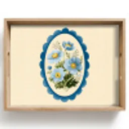 Lijst - Bloemen - Lichtblauw - Illustratie Dienblad Rechthoek middel -z3d_shopping