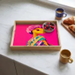 Hagedis - Bloemen - Roze - Kimono Dienblad Rechthoek middel -sfeer2