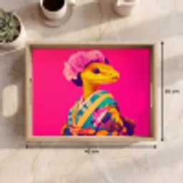Hagedis - Bloemen - Roze - Kimono Dienblad Rechthoek middel -USP_Formaat