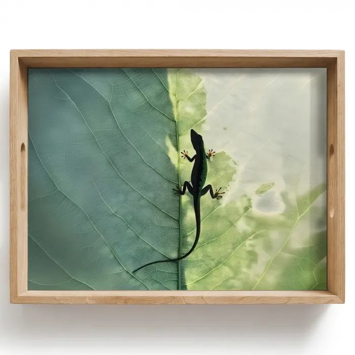 Hagedis - Blad - Nerven - Groen Dienblad Rechthoek middel -z3d_shopping