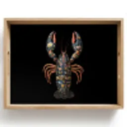Kreeft - Zwart - Bloemenpatroon - Artistiek Dienblad Rechthoek middel -z3d_shopping