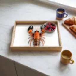 Kreeft - Zwart - Oranje - Wit - Uniek Dienblad Rechthoek middel -sfeer2