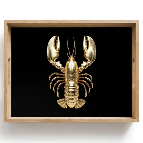 Kreeft - Goud - Textuur - Zwart Dienblad Rechthoek middel -z3d_shopping