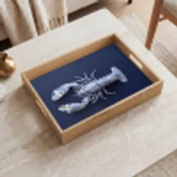 Kreeft - Porselein - Delfts - Blauw Dienblad Rechthoek middel -sfeer1