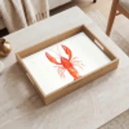 Kreeft - Waterverf - Aquarel - Oranje Dienblad Rechthoek middel -sfeer1