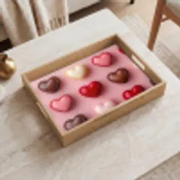 Macarons - Hartjes - Kleurrijk - Roze Dienblad Rechthoek middel -sfeer1
