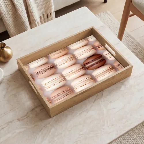 Macarons - Beige - Bruin Dienblad Rechthoek middel -sfeer1